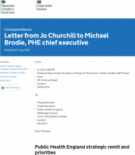 Letter From Jo Churchill To Michael Brodie, PHE Chief Executive - GOV UK